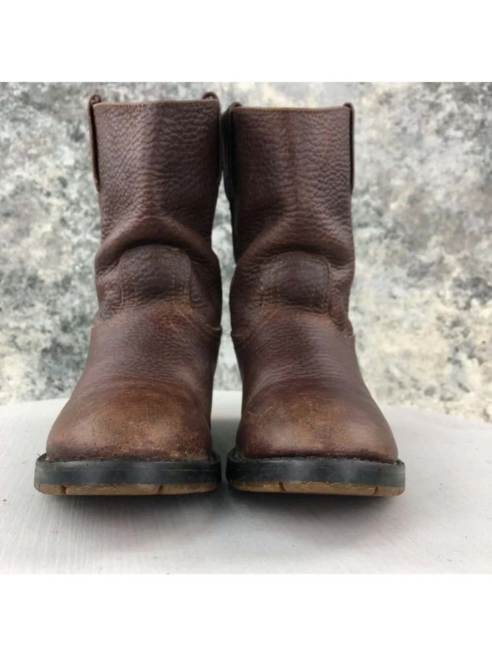 Double H Kid's Size 12 Brown Leather Pull On Closed Toe Western Cowboy Boots